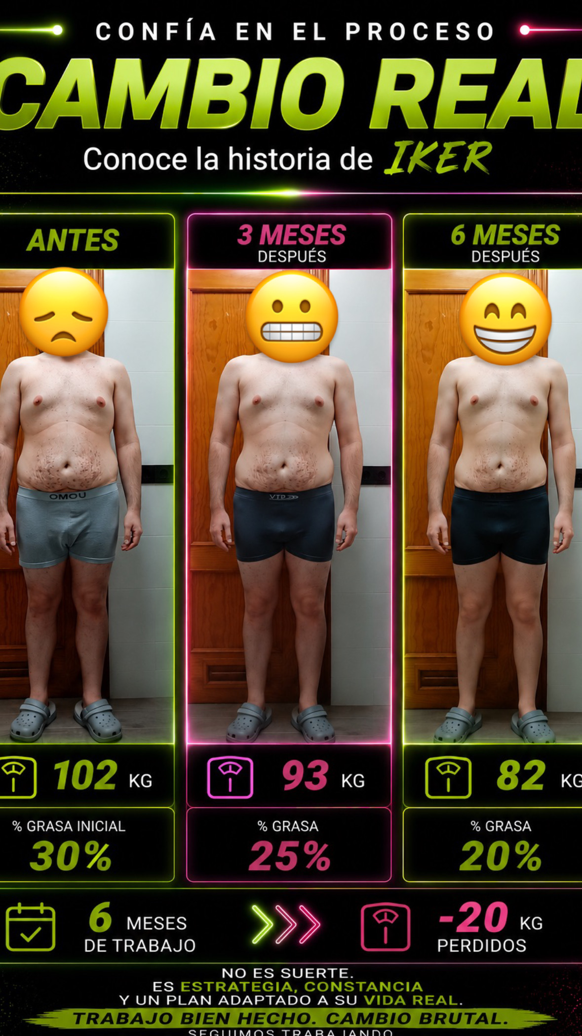 Transformación real de Iker en seis meses