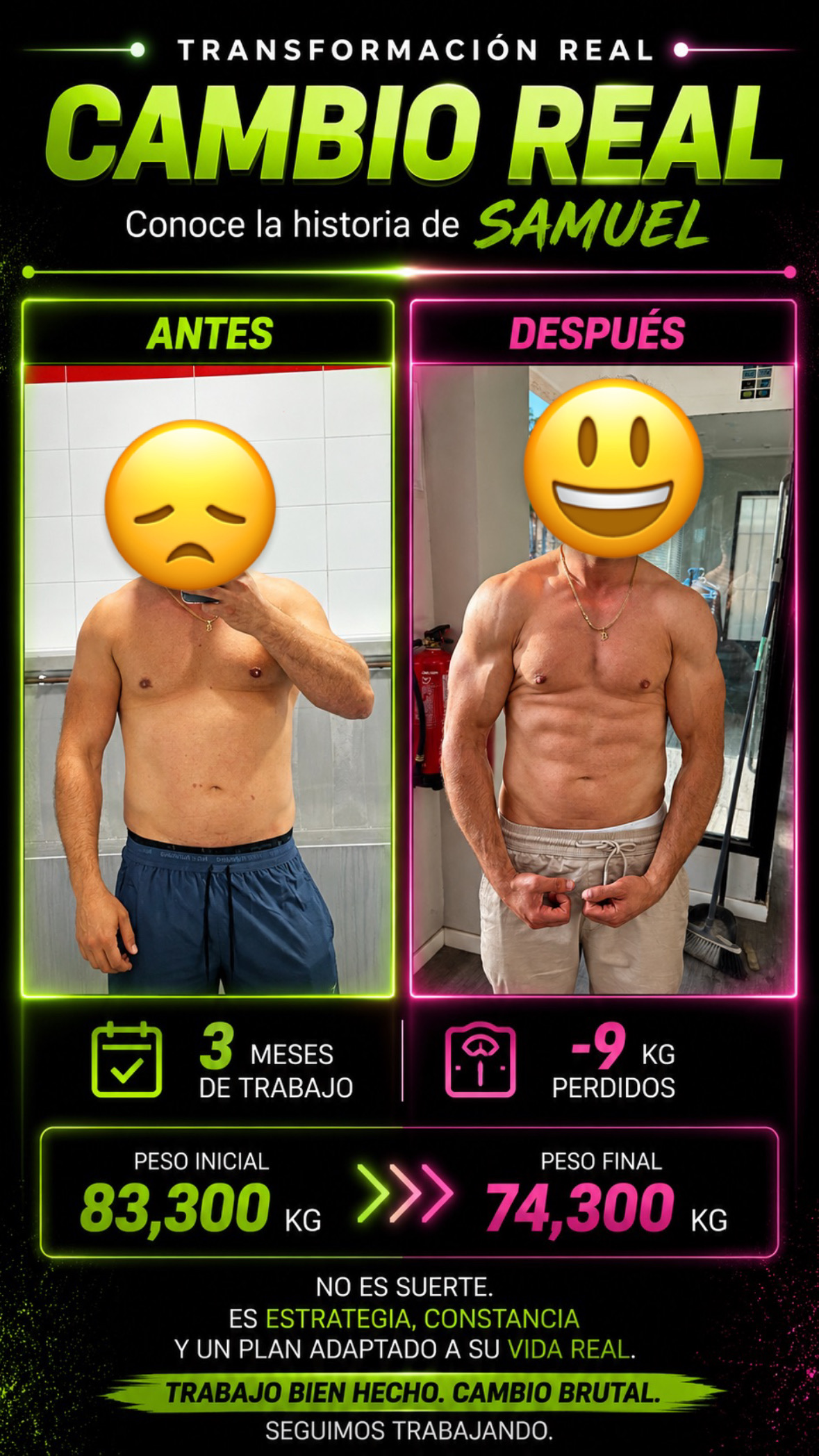 Transformación real de Samuel en tres meses